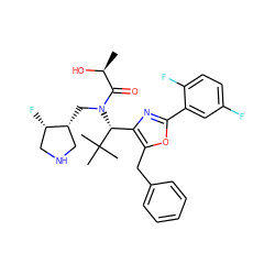 C[C@H](O)C(=O)N(C[C@@H]1CNC[C@@H]1F)[C@H](c1nc(-c2cc(F)ccc2F)oc1Cc1ccccc1)C(C)(C)C ZINC000169702689