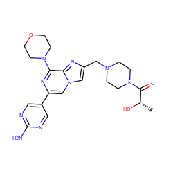 C[C@H](O)C(=O)N1CCN(Cc2cn3cc(-c4cnc(N)nc4)nc(N4CCOCC4)c3n2)CC1 ZINC000084730764