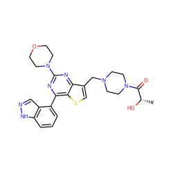 C[C@H](O)C(=O)N1CCN(Cc2csc3c(-c4cccc5[nH]ncc45)nc(N4CCOCC4)nc23)CC1 ZINC000205717291