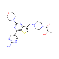 C[C@H](O)C(=O)N1CCN(Cc2csc3c(-c4cnc(N)nc4)nc(N4CCOCC4)nc23)CC1 ZINC000205714944