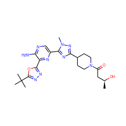 C[C@H](O)CC(=O)N1CCC(c2nc(-c3cnc(N)c(-c4nnc(C(C)(C)C)o4)n3)n(C)n2)CC1 ZINC000145700280