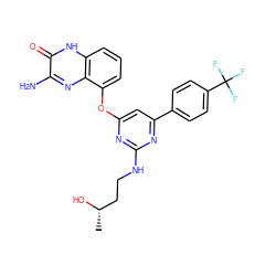 C[C@H](O)CCNc1nc(Oc2cccc3[nH]c(=O)c(N)nc23)cc(-c2ccc(C(F)(F)F)cc2)n1 ZINC000040953580