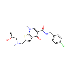 C[C@H](O)CN(C)Cc1cc2c(=O)c(C(=O)NCc3ccc(Cl)cc3)cn(C)c2s1 ZINC000028901653