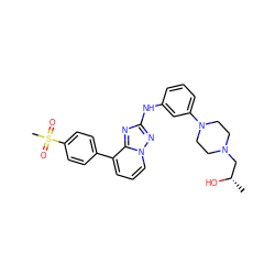 C[C@H](O)CN1CCN(c2cccc(Nc3nc4c(-c5ccc(S(C)(=O)=O)cc5)cccn4n3)c2)CC1 ZINC000068247675