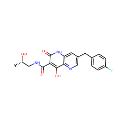 C[C@H](O)CNC(=O)c1c(O)c2ncc(Cc3ccc(F)cc3)cc2[nH]c1=O ZINC000095597045