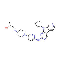 C[C@H](O)CNC1CCN(c2ccc(Nc3ncc4c5ccncc5n(C5CCCC5)c4n3)nc2)CC1 ZINC000169706909