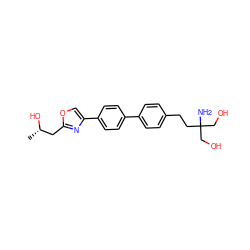 C[C@H](O)Cc1nc(-c2ccc(-c3ccc(CCC(N)(CO)CO)cc3)cc2)co1 ZINC000653725336