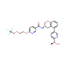 C[C@H](O)c1ccc(-c2cccc3c2C[C@H](NC(=O)c2ccc(OCCOCC(F)(F)F)nc2)CO3)cn1 ZINC000084725441