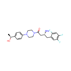 C[C@H](O)c1ccc(N2CCN(C(=O)C[C@H](N)Cc3cc(F)c(F)cc3F)CC2)cc1 ZINC000084688155