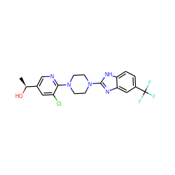 C[C@H](O)c1cnc(N2CCN(c3nc4cc(C(F)(F)F)ccc4[nH]3)CC2)c(Cl)c1 ZINC000034642398