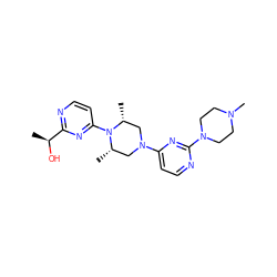 C[C@H](O)c1nccc(N2[C@@H](C)CN(c3ccnc(N4CCN(C)CC4)n3)C[C@H]2C)n1 ZINC000013491418