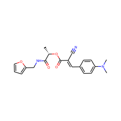 C[C@H](OC(=O)/C(C#N)=C/c1ccc(N(C)C)cc1)C(=O)NCc1ccco1 ZINC000006831879