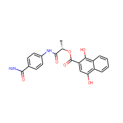 C[C@H](OC(=O)c1cc(O)c2ccccc2c1O)C(=O)Nc1ccc(C(N)=O)cc1 ZINC000005203480