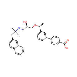 C[C@H](OC[C@H](O)CNC(C)(C)Cc1ccc2ccccc2c1)c1cccc(-c2ccc(C(=O)O)cc2)c1 ZINC000066078884