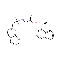 C[C@H](OC[C@H](O)CNC(C)(C)Cc1ccc2ccccc2c1)c1cccc2ccccc12 ZINC000049036084