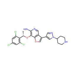 C[C@H](Oc1c(N)ncc2c(-c3cnn(C4CCNCC4)c3)coc12)c1c(Cl)cc(Cl)cc1Cl ZINC000096273083