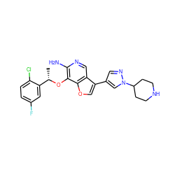 C[C@H](Oc1c(N)ncc2c(-c3cnn(C4CCNCC4)c3)coc12)c1cc(F)ccc1Cl ZINC000096273073