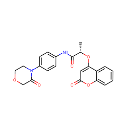 C[C@H](Oc1cc(=O)oc2ccccc12)C(=O)Nc1ccc(N2CCOCC2=O)cc1 ZINC000095572035