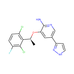 C[C@H](Oc1cc(-c2cc[nH]n2)cnc1N)c1c(Cl)ccc(F)c1Cl ZINC000038214916