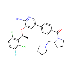 C[C@H](Oc1cc(-c2ccc(C(=O)N3CCC[C@@H]3CN3CCCC3)cc2)cnc1N)c1c(Cl)ccc(F)c1Cl ZINC000072183322