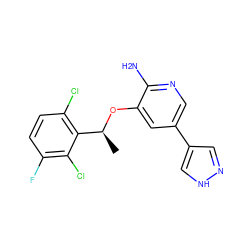 C[C@H](Oc1cc(-c2cn[nH]c2)cnc1N)c1c(Cl)ccc(F)c1Cl ZINC000072178545