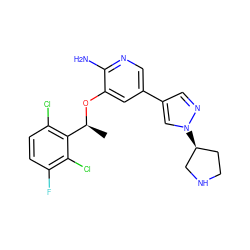 C[C@H](Oc1cc(-c2cnn([C@H]3CCNC3)c2)cnc1N)c1c(Cl)ccc(F)c1Cl ZINC000035997992