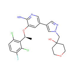 C[C@H](Oc1cc(-c2cnn(CC3(O)CCOCC3)c2)cnc1N)c1c(Cl)ccc(F)c1Cl ZINC000035850621