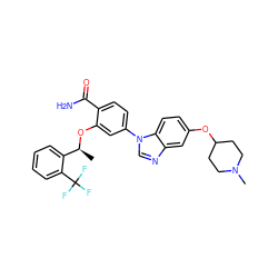 C[C@H](Oc1cc(-n2cnc3cc(OC4CCN(C)CC4)ccc32)ccc1C(N)=O)c1ccccc1C(F)(F)F ZINC000066112154