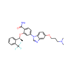 C[C@H](Oc1cc(-n2cnc3cc(OCCCN(C)C)ccc32)ccc1C(N)=O)c1ccccc1C(F)(F)F ZINC000066114306