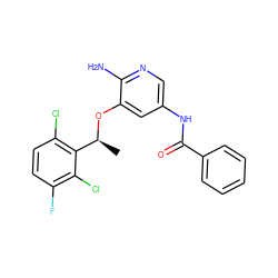 C[C@H](Oc1cc(NC(=O)c2ccccc2)cnc1N)c1c(Cl)ccc(F)c1Cl ZINC000072183336