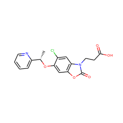 C[C@H](Oc1cc2oc(=O)n(CCC(=O)O)c2cc1Cl)c1ccccn1 ZINC000473155181