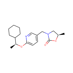 C[C@H](Oc1ccc(CN2C[C@@H](C)OC2=O)cn1)C1CCCCC1 ZINC000040939006