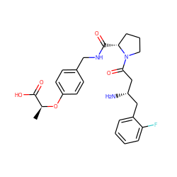 C[C@H](Oc1ccc(CNC(=O)[C@@H]2CCCN2C(=O)C[C@@H](N)Cc2ccccc2F)cc1)C(=O)O ZINC000028377441