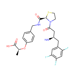 C[C@H](Oc1ccc(CNC(=O)[C@H]2SCCN2C(=O)C[C@H](N)Cc2cc(F)c(F)cc2F)cc1)C(=O)O ZINC000066066380