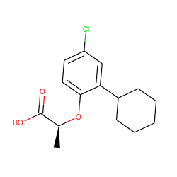 C[C@H](Oc1ccc(Cl)cc1C1CCCCC1)C(=O)O ZINC000013986077