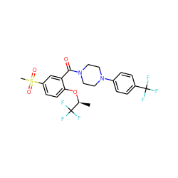 C[C@H](Oc1ccc(S(C)(=O)=O)cc1C(=O)N1CCN(c2ccc(C(F)(F)F)cc2)CC1)C(F)(F)F ZINC000053296576