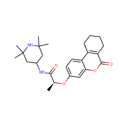 C[C@H](Oc1ccc2c3c(c(=O)oc2c1)CCCC3)C(=O)NC1CC(C)(C)NC(C)(C)C1 ZINC000006659587