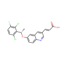 C[C@H](Oc1ccc2ncc(/C=C/C(=O)O)cc2c1)c1c(Cl)ccc(F)c1Cl ZINC000045372763