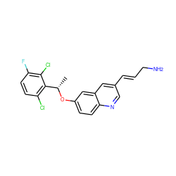 C[C@H](Oc1ccc2ncc(/C=C/CN)cc2c1)c1c(Cl)ccc(F)c1Cl ZINC000045374247