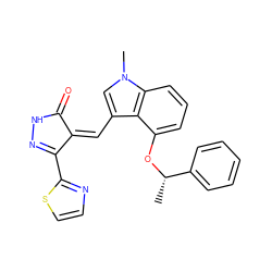 C[C@H](Oc1cccc2c1c(/C=C1\C(=O)NN=C1c1nccs1)cn2C)c1ccccc1 ZINC000073165681