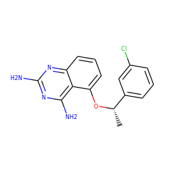 C[C@H](Oc1cccc2nc(N)nc(N)c12)c1cccc(Cl)c1 ZINC000028971518