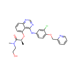 C[C@H](Oc1cccc2ncnc(Nc3ccc(OCc4ccccn4)c(Cl)c3)c12)C(=O)N(C)CCO ZINC000029129963