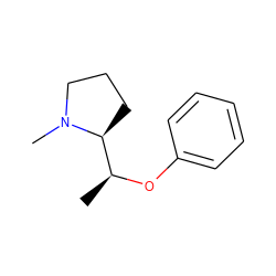 C[C@H](Oc1ccccc1)[C@@H]1CCCN1C ZINC000473093479