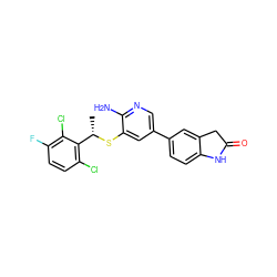 C[C@H](Sc1cc(-c2ccc3c(c2)CC(=O)N3)cnc1N)c1c(Cl)ccc(F)c1Cl ZINC000096285943