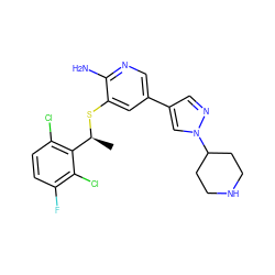 C[C@H](Sc1cc(-c2cnn(C3CCNCC3)c2)cnc1N)c1c(Cl)ccc(F)c1Cl ZINC000096285906