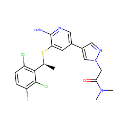 C[C@H](Sc1cc(-c2cnn(CC(=O)N(C)C)c2)cnc1N)c1c(Cl)ccc(F)c1Cl ZINC000096285957