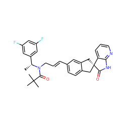 C[C@H](c1cc(F)cc(F)c1)N(C/C=C/c1ccc2c(c1)C[C@@]1(C2)C(=O)Nc2ncccc21)C(=O)C(C)(C)C ZINC000103235593