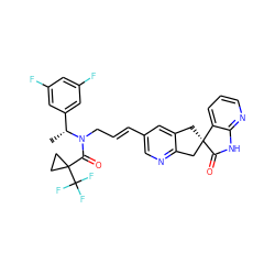 C[C@H](c1cc(F)cc(F)c1)N(C/C=C/c1cnc2c(c1)C[C@@]1(C2)C(=O)Nc2ncccc21)C(=O)C1(C(F)(F)F)CC1 ZINC000096174427