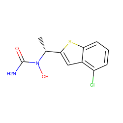 C[C@H](c1cc2c(Cl)cccc2s1)N(O)C(N)=O ZINC000013762727