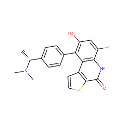 C[C@H](c1ccc(-c2c(O)cc(F)c3[nH]c(=O)c4sccc4c23)cc1)N(C)C ZINC000165338519